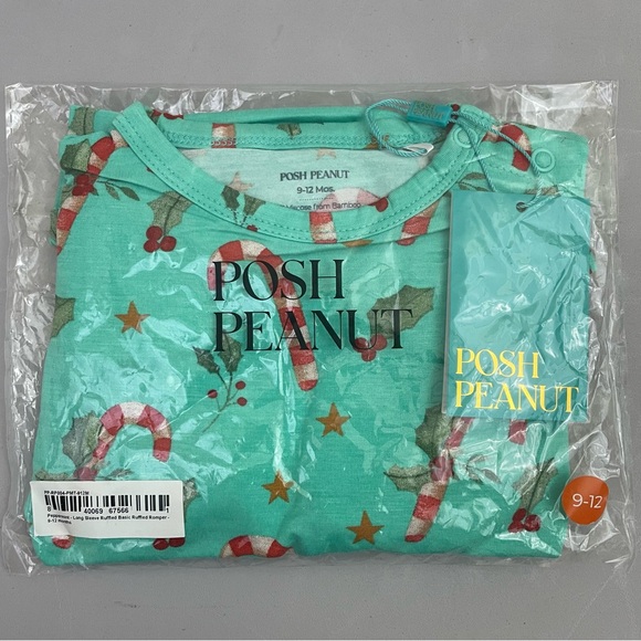 NWT- Posh Peanut Peppermint Long Sleeve Ruffled Romper 9-12 months - Picture 9 of 9